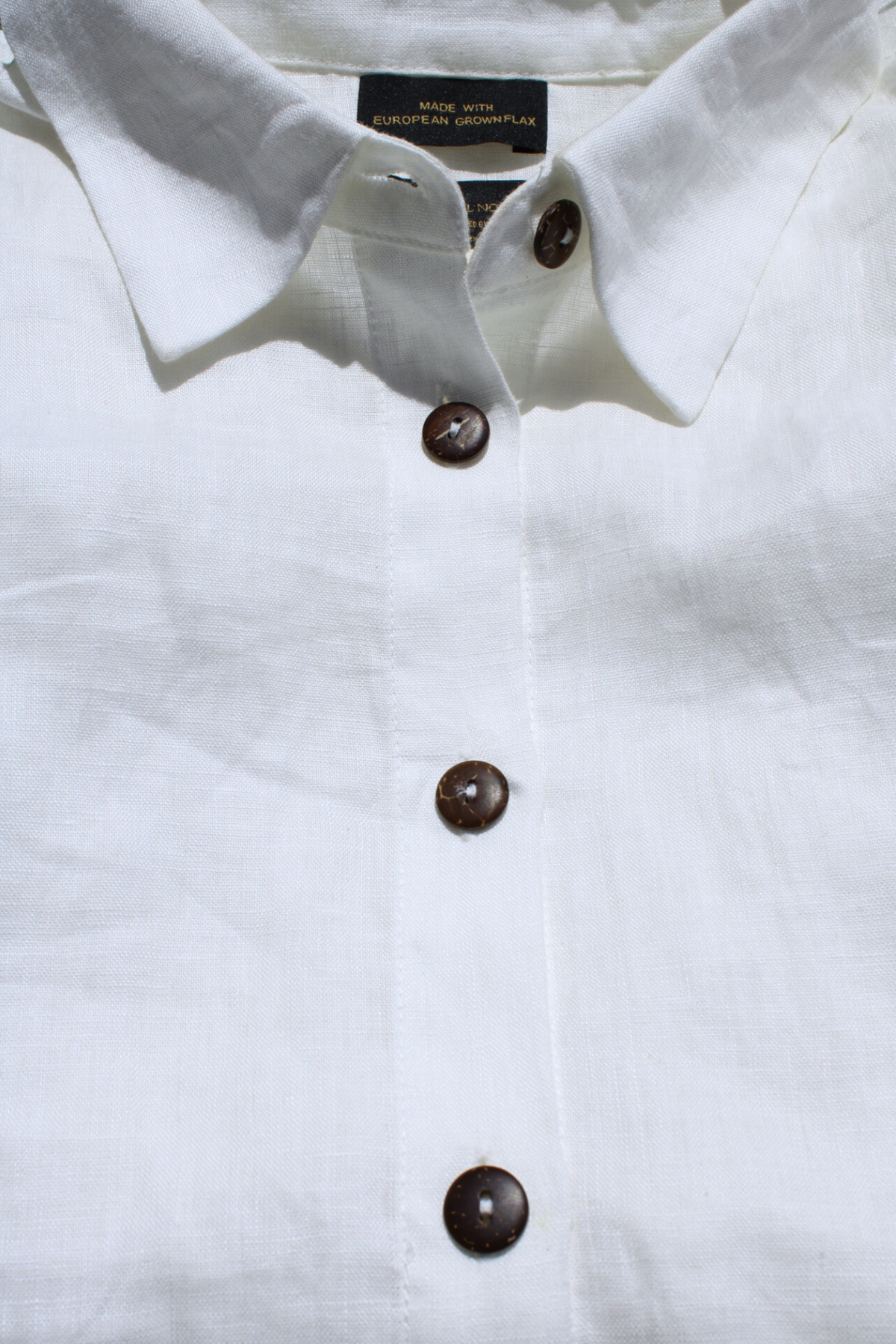 Unisex White Linen Shirt & Coconut Buttons